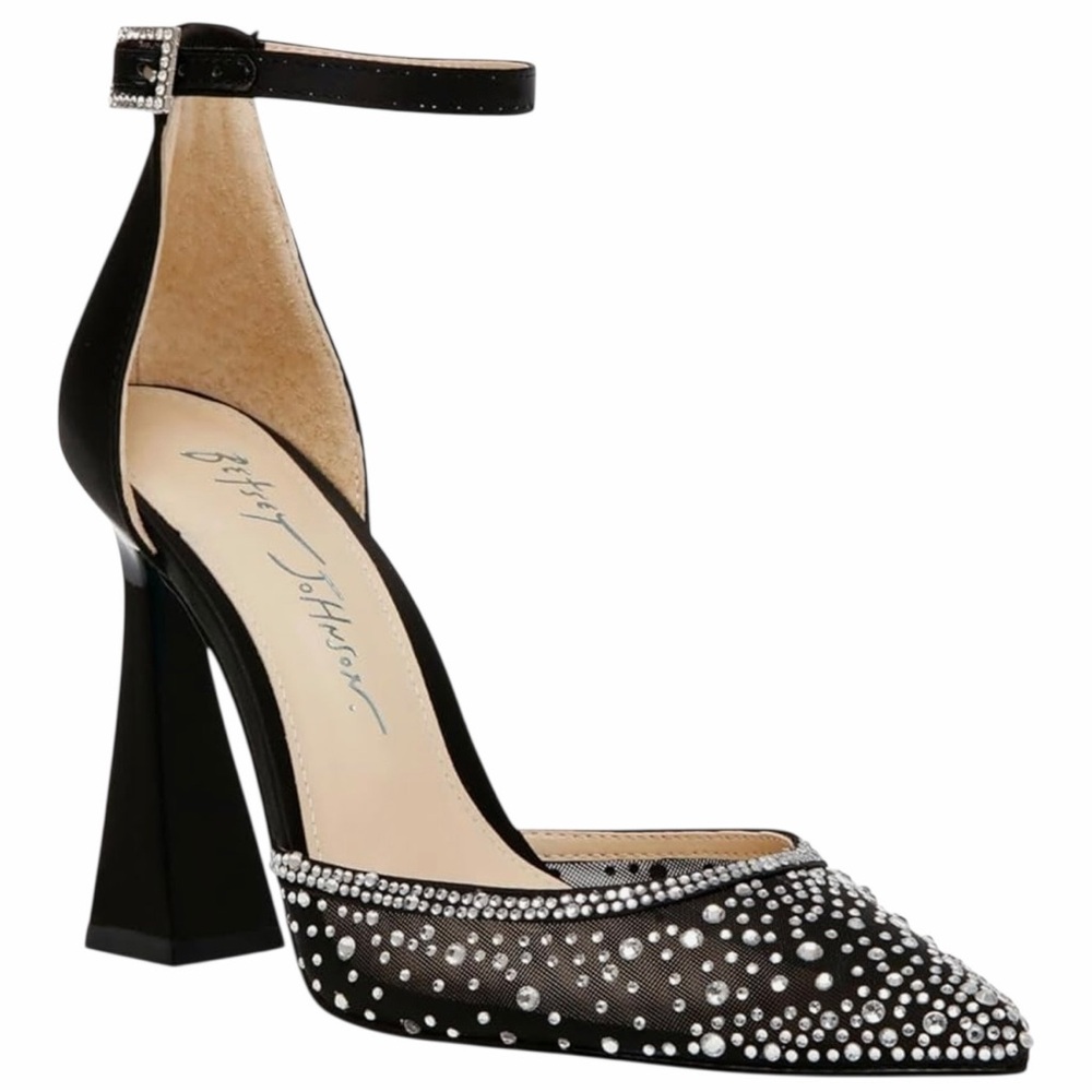 Betsey Johnson/Black/ Women's Viola Rhinestone Mesh Evening Pumps/Size: 10 - Picture 10 of 16